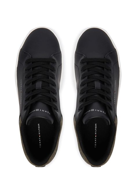 Tommy Hilfiger Court Core Leather Mix Collar Shoes Black Men TOMMY HILFIGER | Sneakers | FM0FM05970-BDS